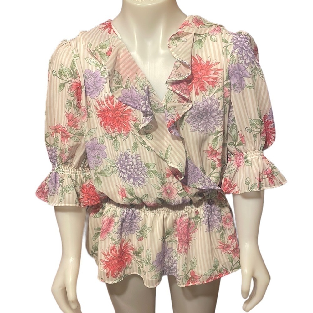 𝅺CALVIN Klein Floral Blouse‎ Medium